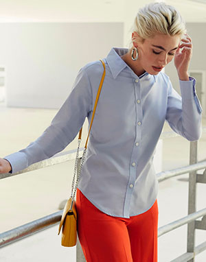 Fruit of the Loom Camisa mujer manga larga. Oxford de mujer manga larga