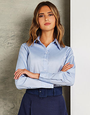 Kustom Kit Camisa corporativa Oxford manga larga mujer