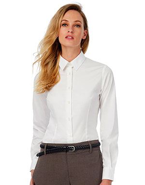 B & C Camisa Popelina Stretch Black Tie LSL/women