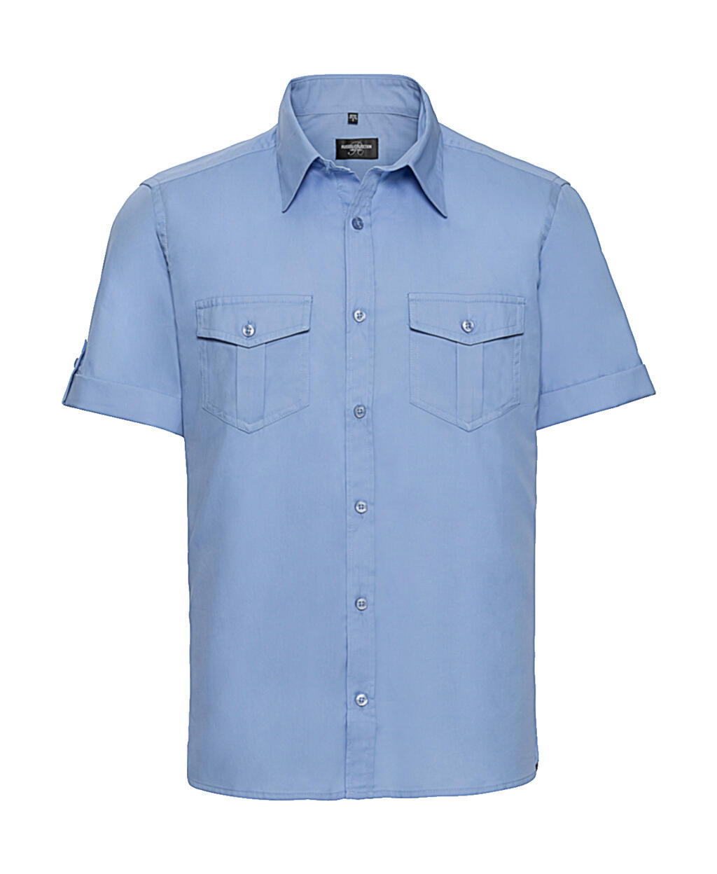 Camisa manga doblada con bolsillos hombre Blue