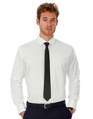 B & C Camisa Popelina Elastán Black Tie LSL/men Shirt