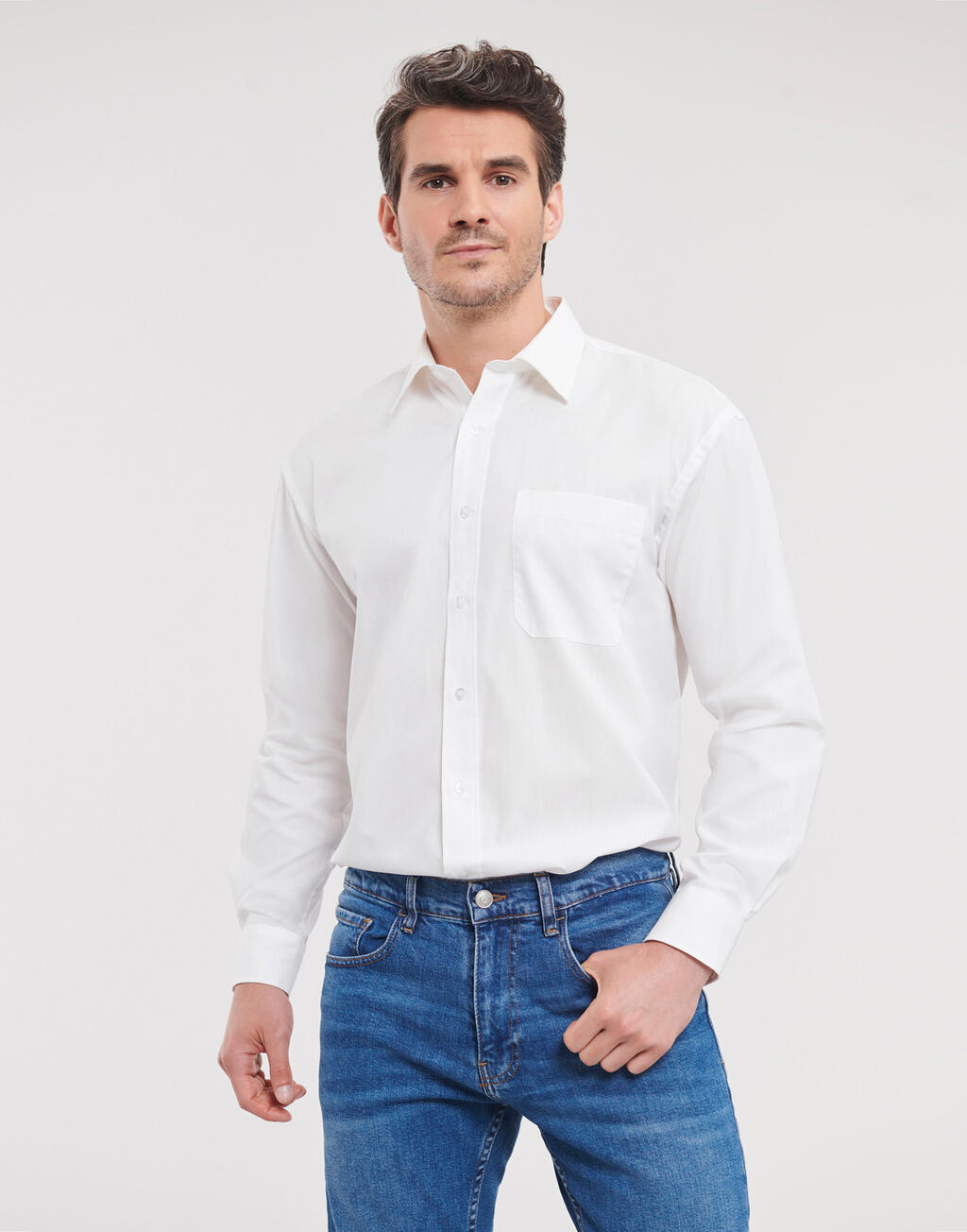 Russell Europe Camisa popelin manga larga hombre