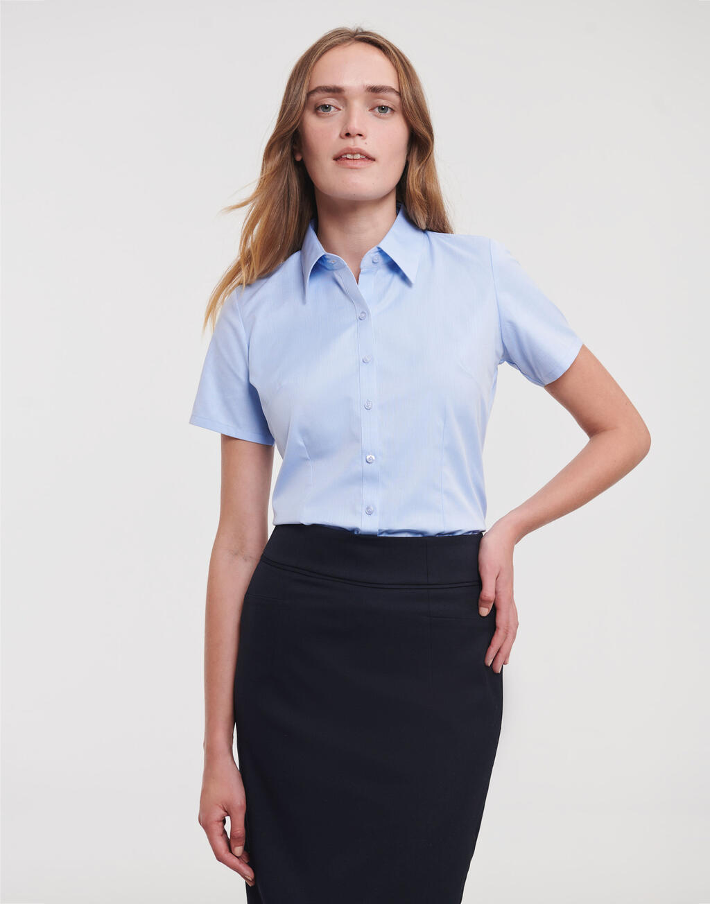 Camisa en espiguilla manga corta mujer