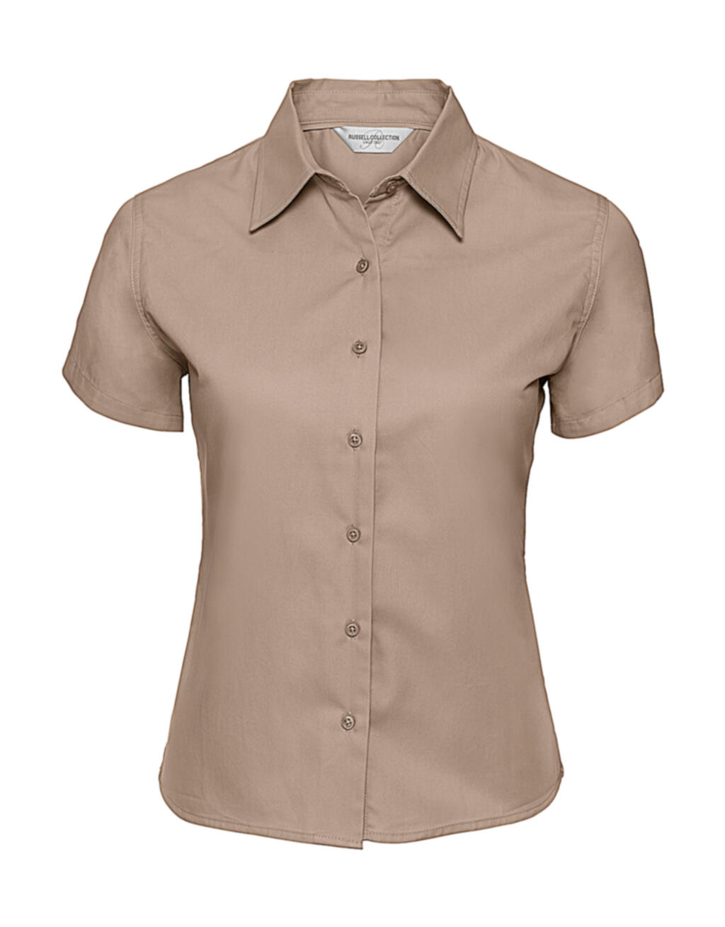 Camisa clásica sarga manga corta mujer Khaki