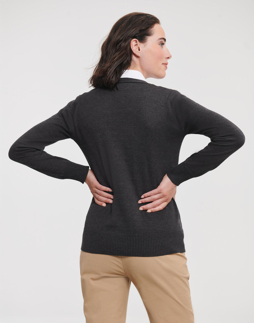 Chaqueta de punto cuello V mujer