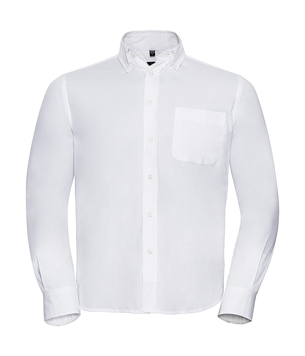 Camisa clásica sarga manga larga White