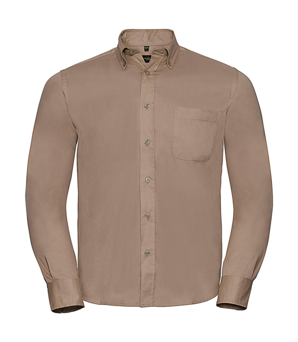 Camisa clásica sarga manga larga Khaki