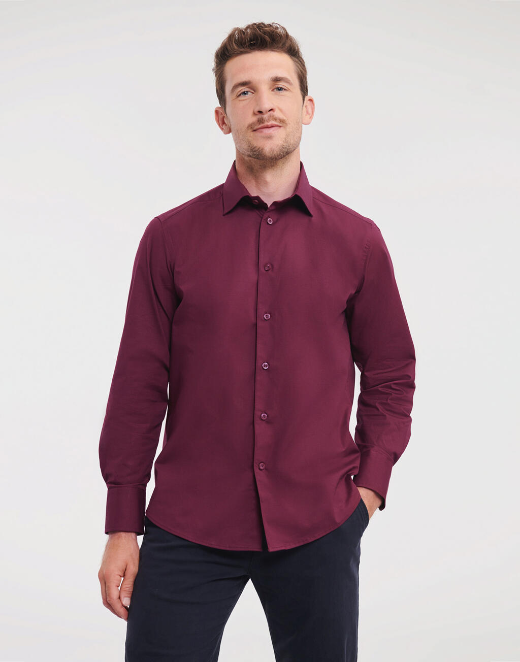 Camisa entallada manga larga hombre