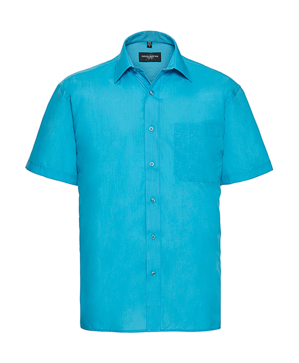 Camisa popelin manga corta con bolsillo Turquoise