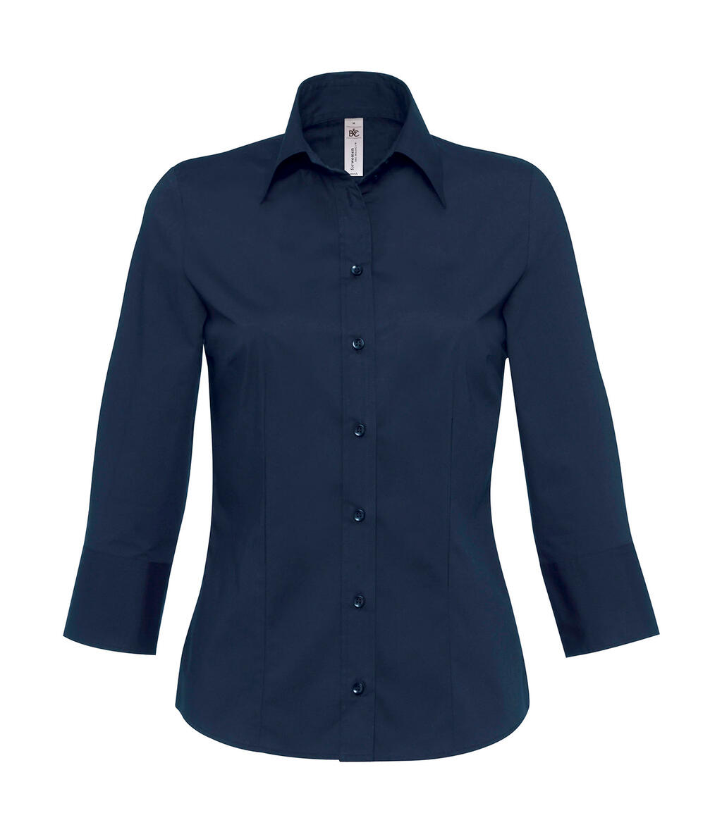 Camisa Milano/women Popelin Shirt 3/4 sleeves Navy