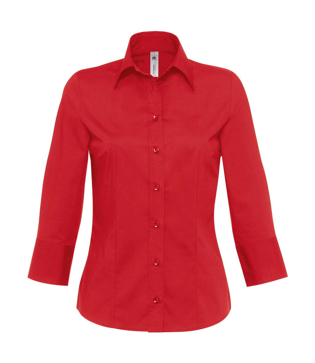 Camisa Milano/women Popelin Shirt 3/4 sleeves Deep Red