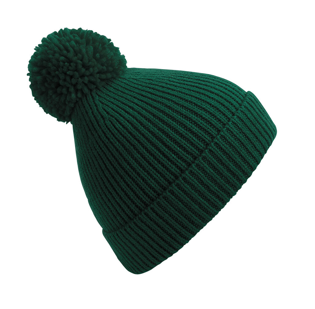 Gorro canalé con pompón Bottle Green