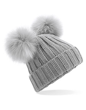 Beechfield Gorro con dos pompones polipiel