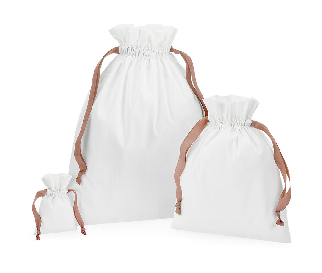 Bolsa Regalo algodón con cordón-cinta Soft White/Rose Gold