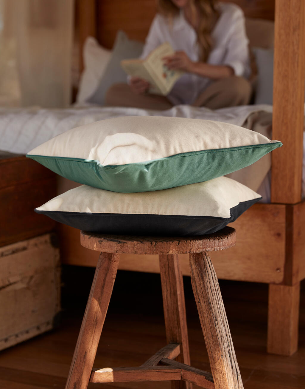  Westford Mill Funda de cojín con ribete de algodón Fairtradeotro