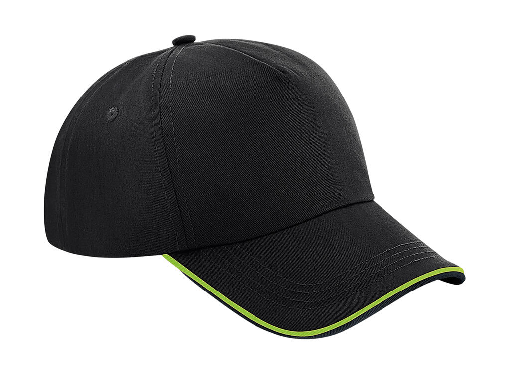 Gorra Authentic Piped Peak 5 paneles Black/Lime Green