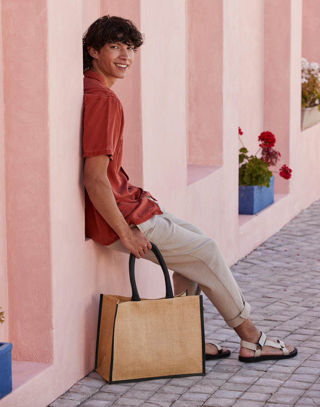 Bolsa Shopper Classic de yute natural almidonado