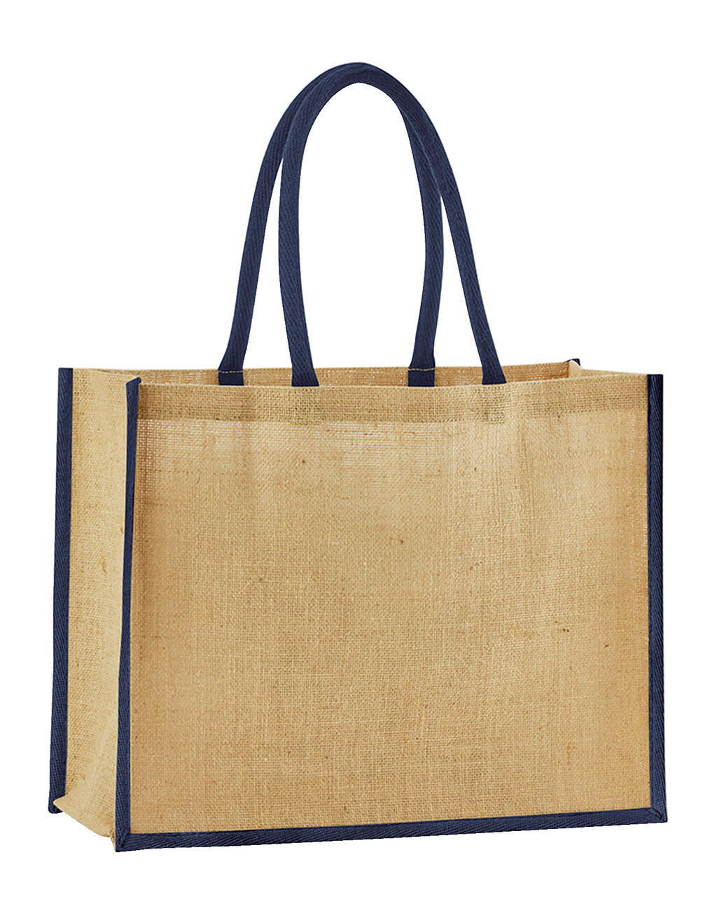 Bolsa Shopper Classic de yute natural almidonado Natural/Navy