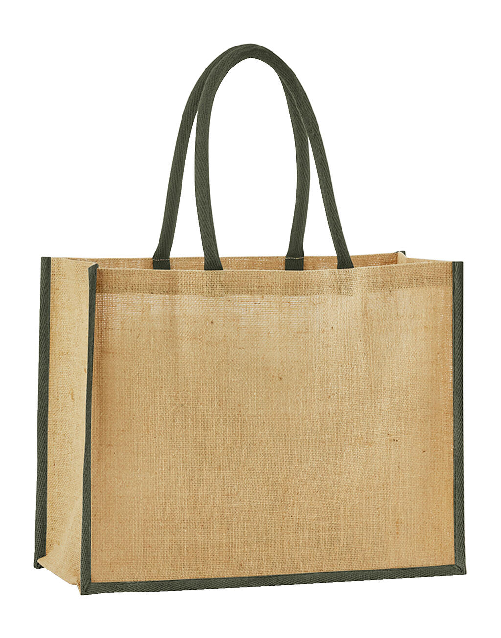 Bolsa Shopper Classic de yute natural almidonado Natural/Olive Green