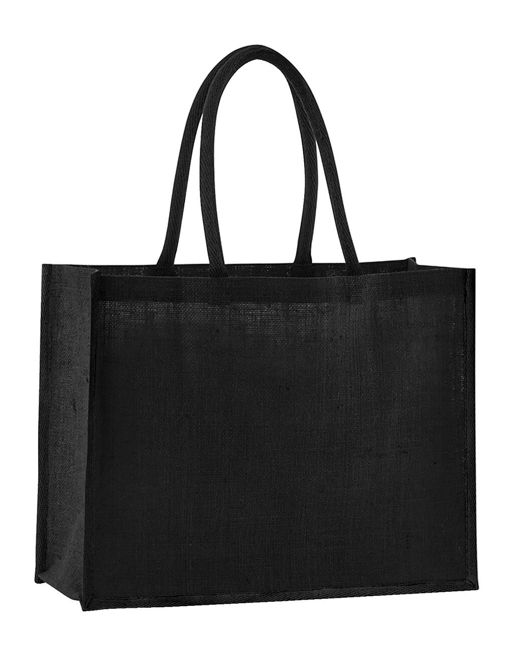 Bolsa Shopper Classic de yute natural almidonado Black/Black