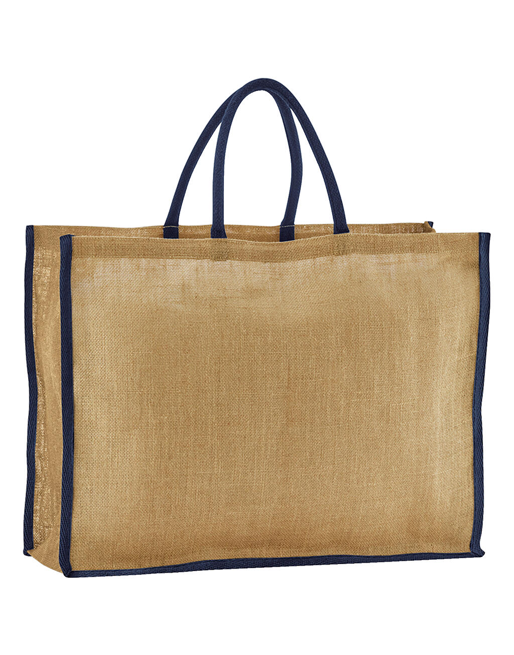 Bolsa shopper de yute natural almidonado Market Natural/Navy
