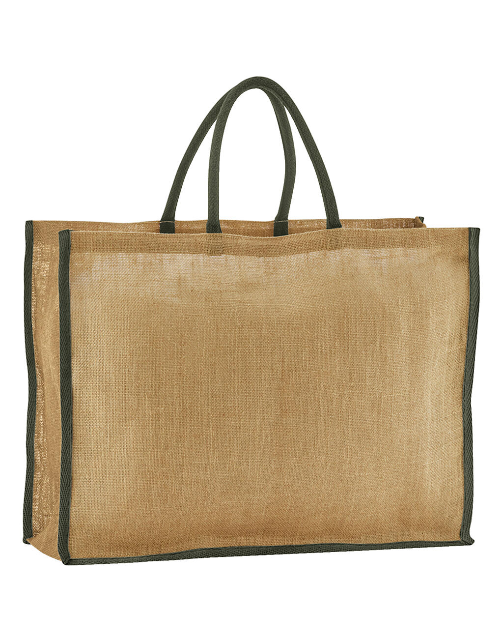 Bolsa shopper de yute natural almidonado Market Natural/Olive Green