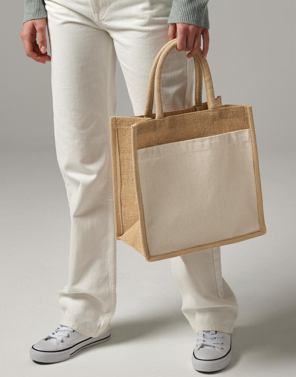 Westford Mill Tote yute almidonado bolsillo algodón natural