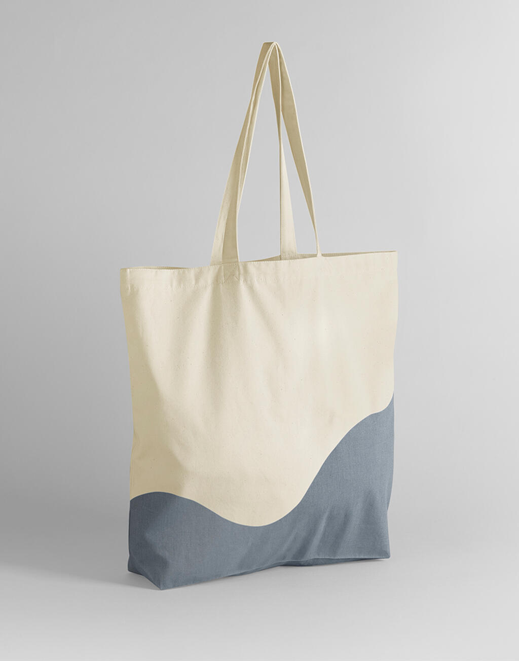 Tote de Algodón Orgánico Wave Print Maxi  Natural/Blue Grey