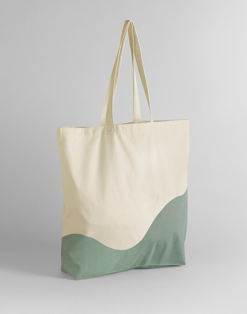 Tote de Algodón Orgánico Wave Print Maxi  Natural/Dusty Green