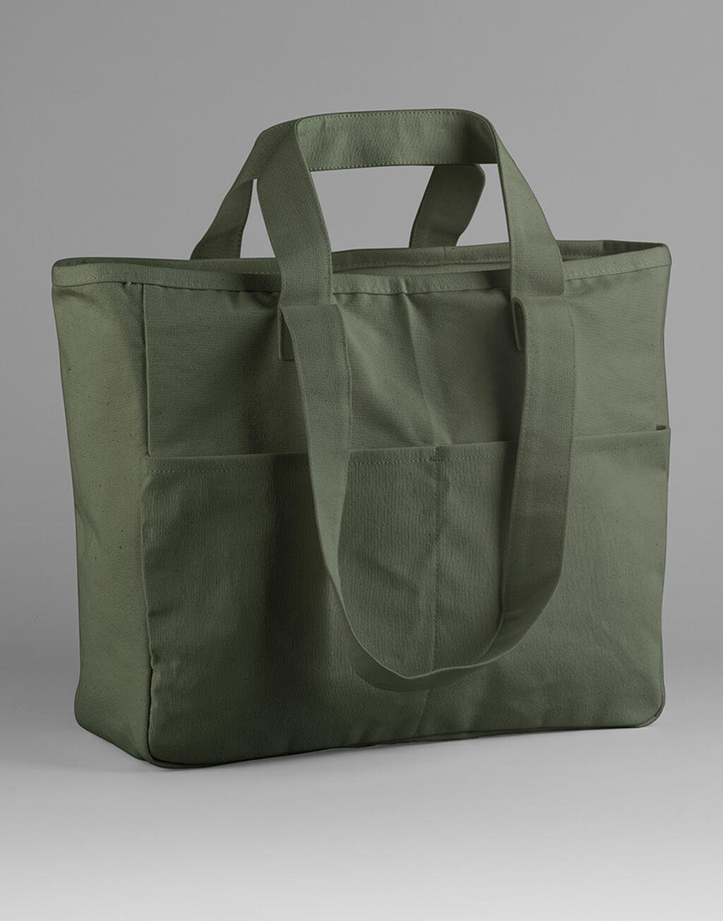 Tote con Doble Asa y Bolsillo Cargo Olive Green