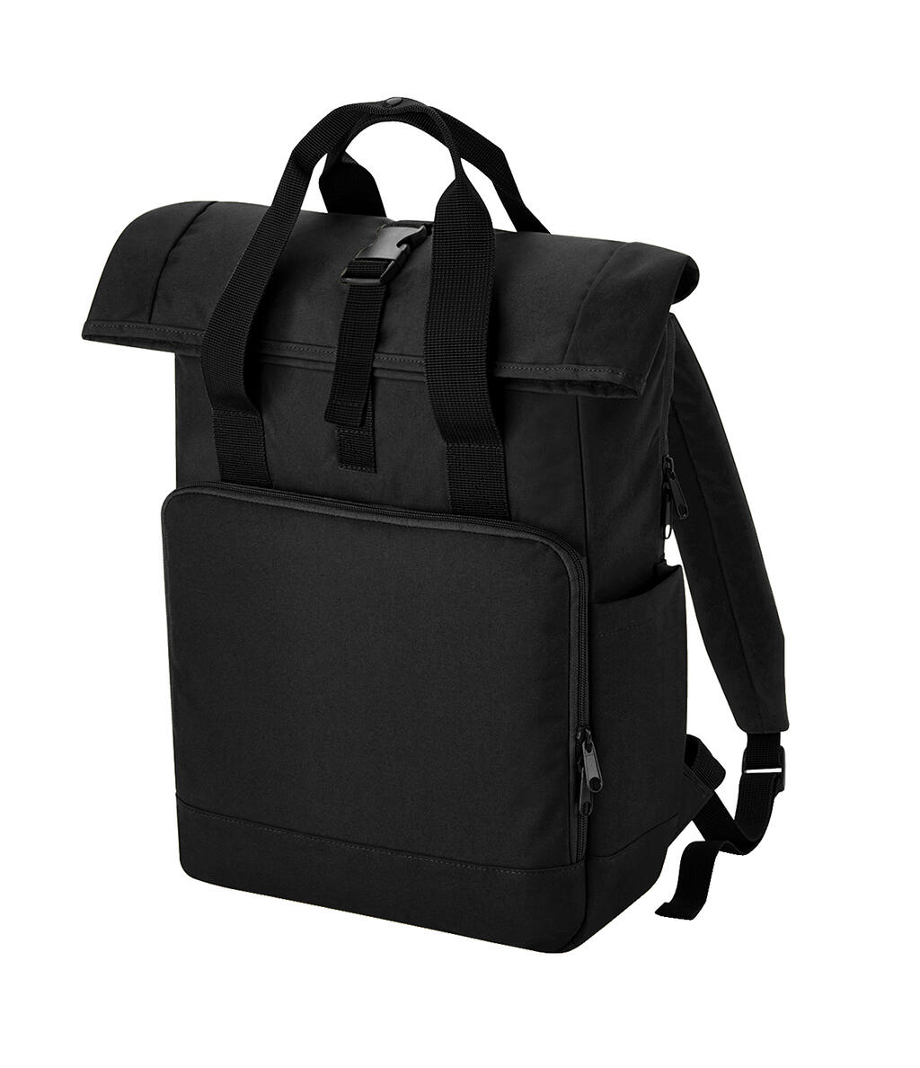 Mochila reciclada doble asa Roll-Top para portátil Black