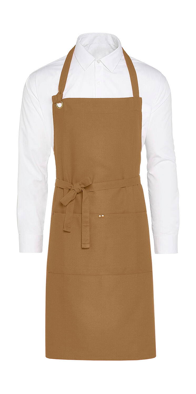 PROVENZA - Delantal con peto y bolsillo Caramel