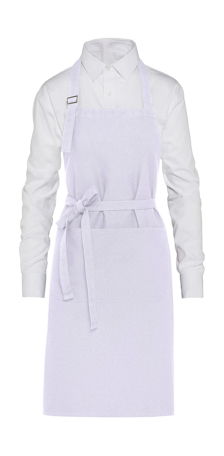 LISBOA - Delantal orgánico con peto y bolsillo White