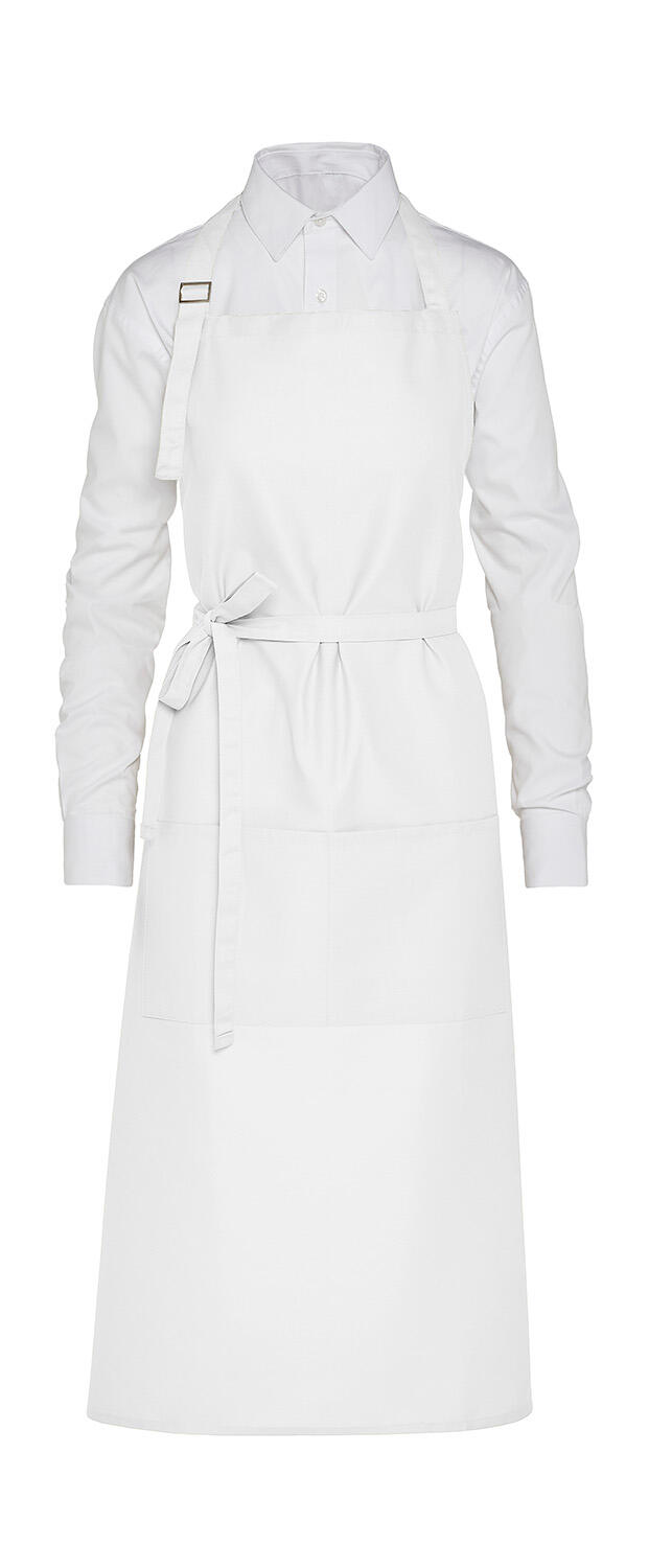 AMSTERDAM - Delantal reciclado con peto y bolsillo White