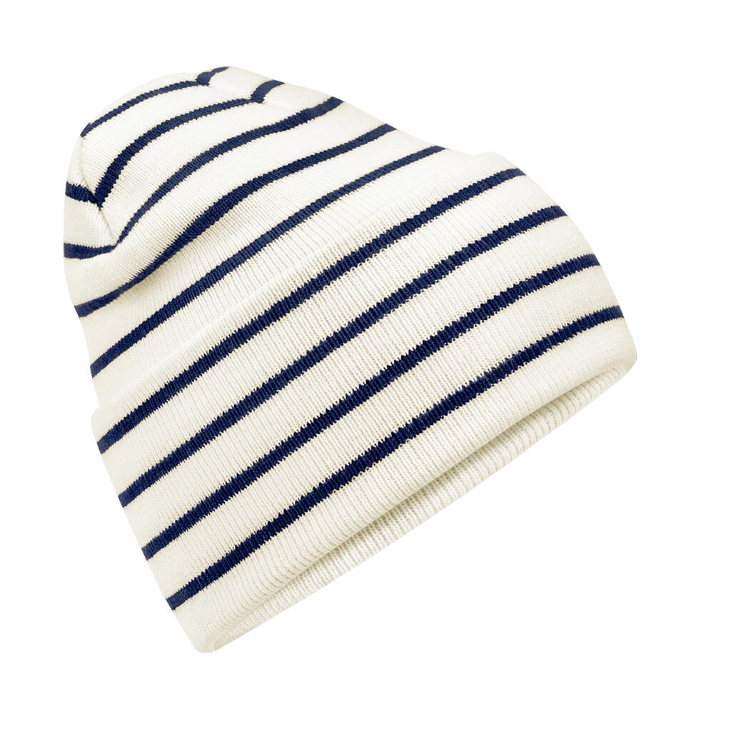 Gorro original de rayas con dobladillo Soft White/French Navy