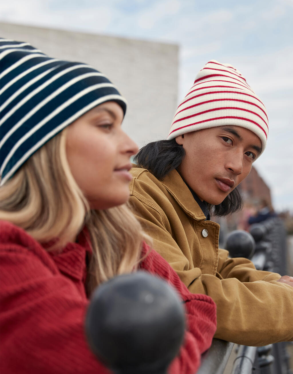  Beechfield Gorro original de rayas con dobladillootro