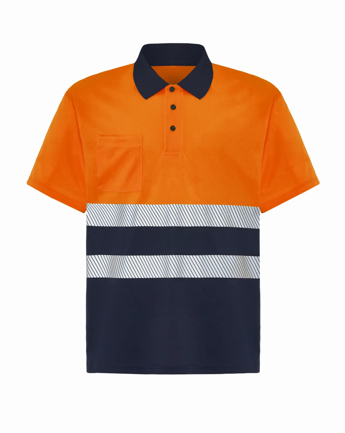 Polo Manga Corta Navy / Orange Fluor
