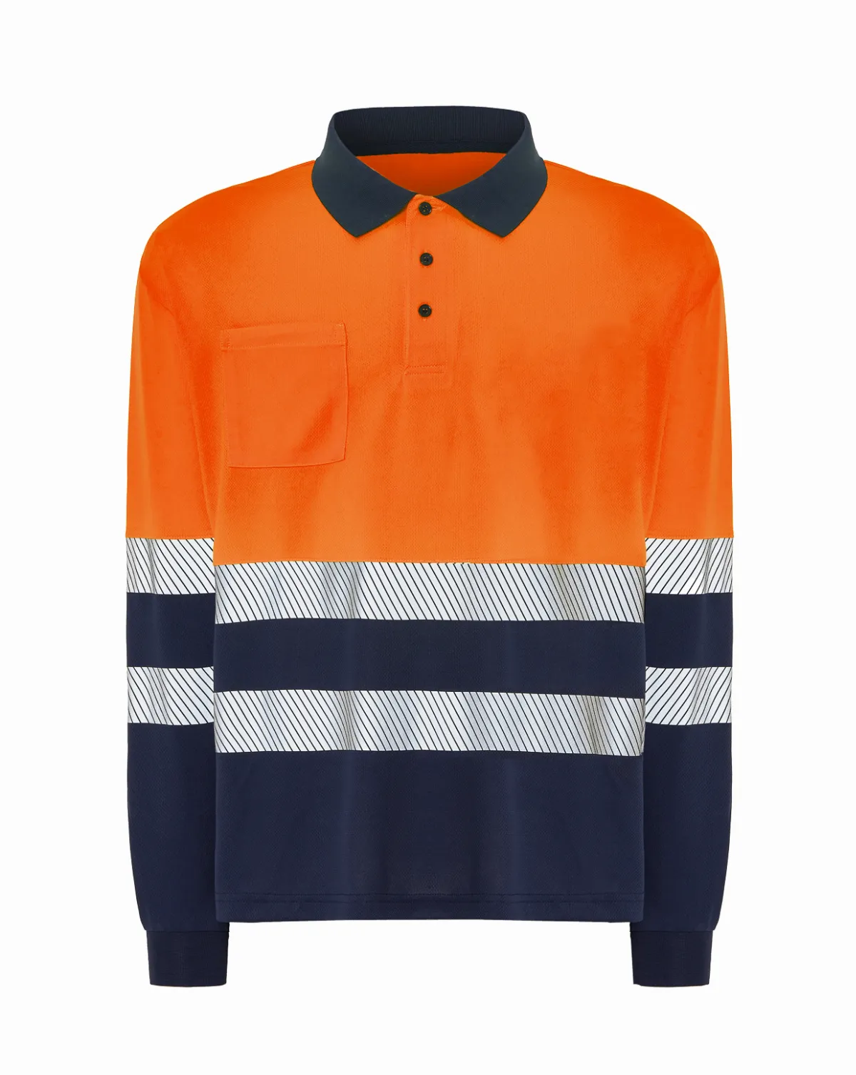 Polo Manga Larga Navy / Orange Fluor