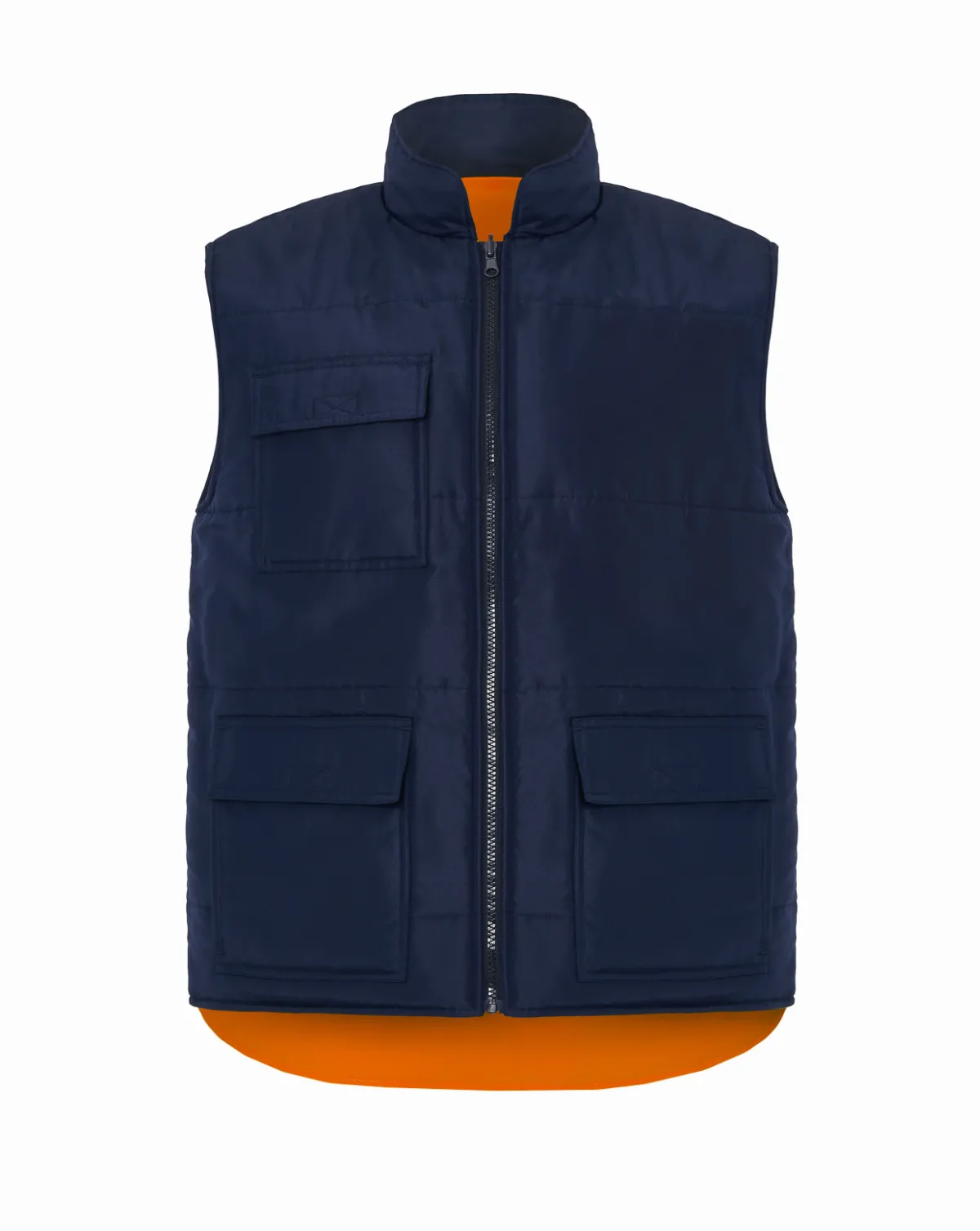 Chaleco Acolchado Reversible Navy / Orange Fluor