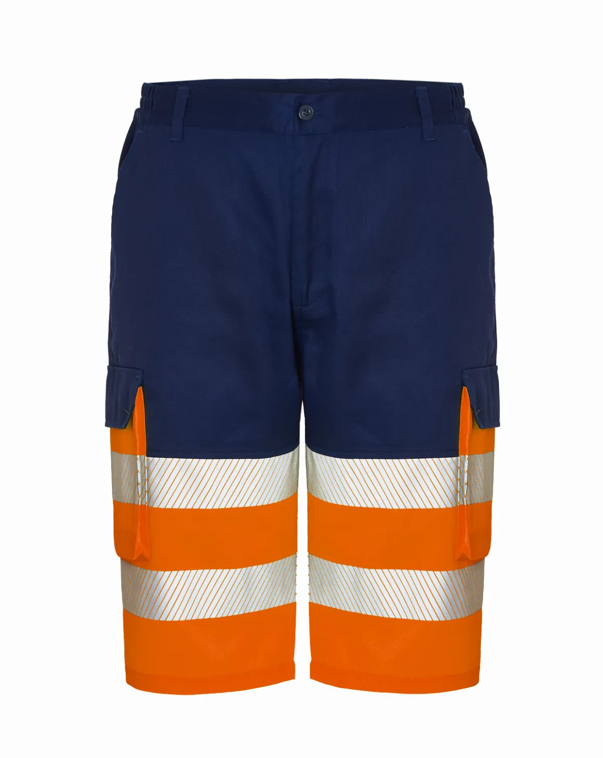 Bermudas Multibolsillos Navy / Orange Fluor