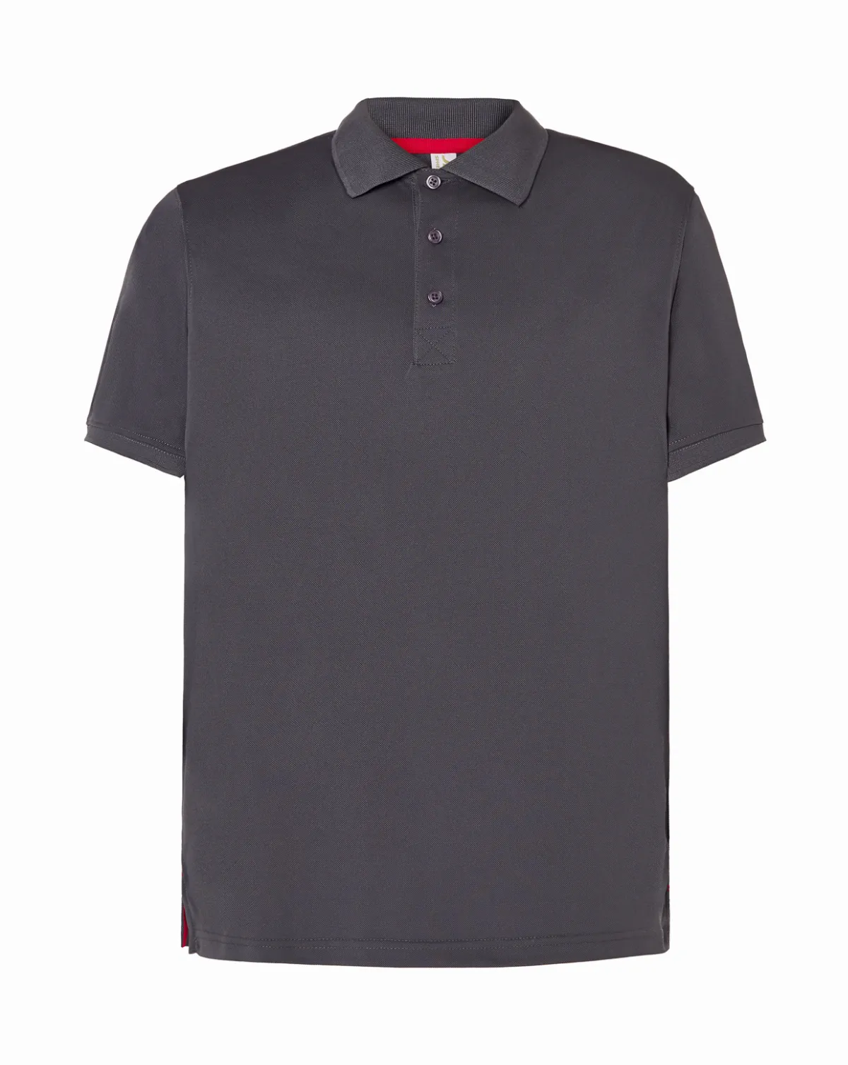 Heavy Pique Polo Man Charcoal-Red