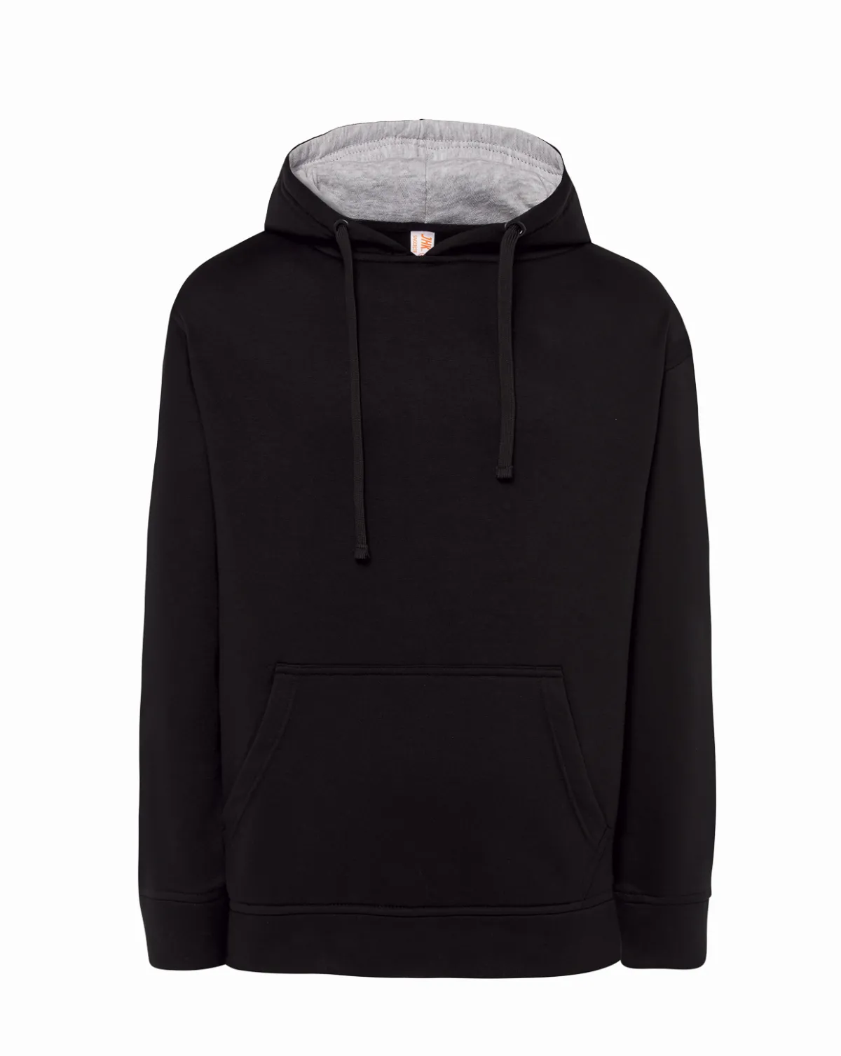 Unisex Ocean Hooded Contrast Kangaroo Black-Ash Melange