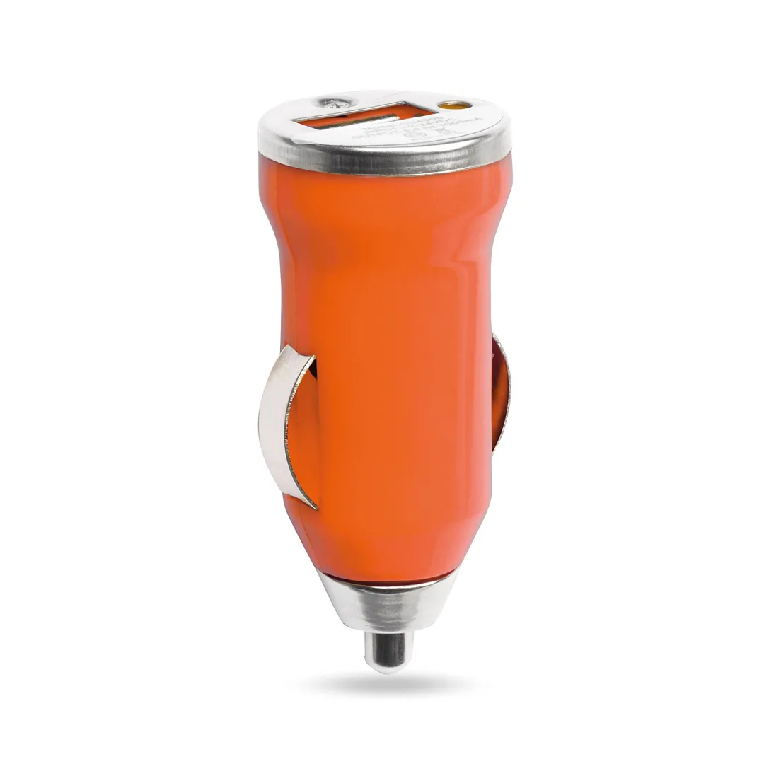 CARGADOR COCHE USB HIKAL NARANJA