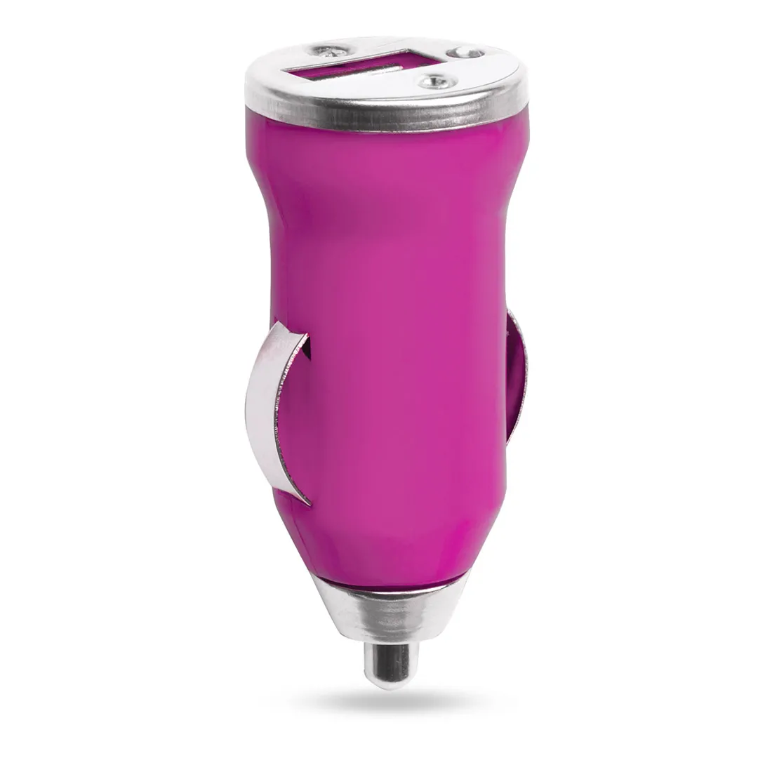 CARGADOR COCHE USB HIKAL FUCSIA
