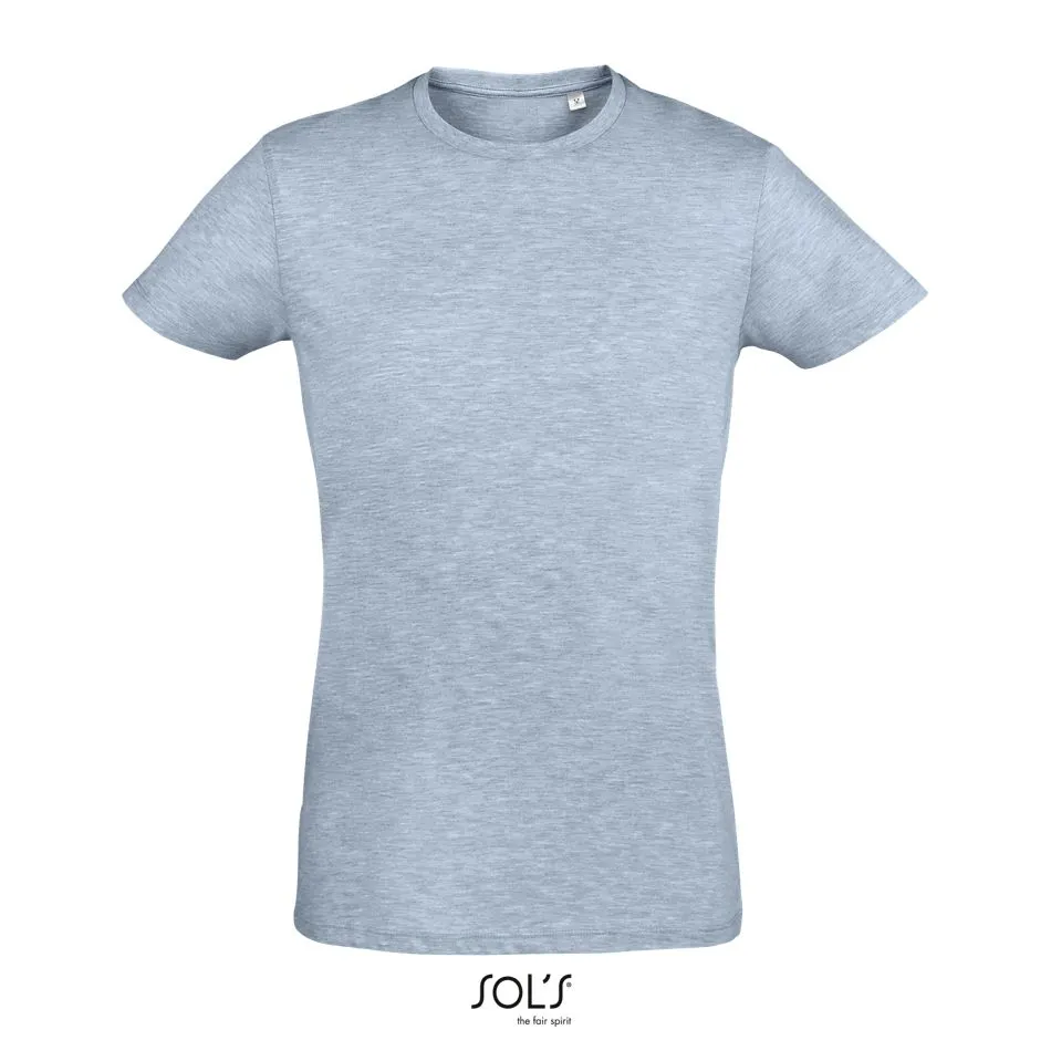 Camiseta Ajustada Hombre Cuello Redondo SOL'S REGENT FIT Azul cielo jaspeado