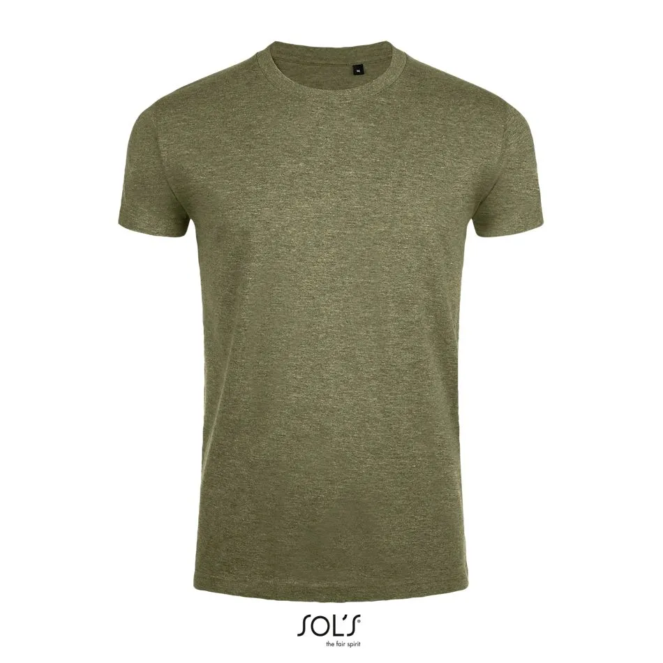 Camiseta Ajustada Hombre Cuello Redondo SOL'S IMPERIAL FIT Caqui jaspeado