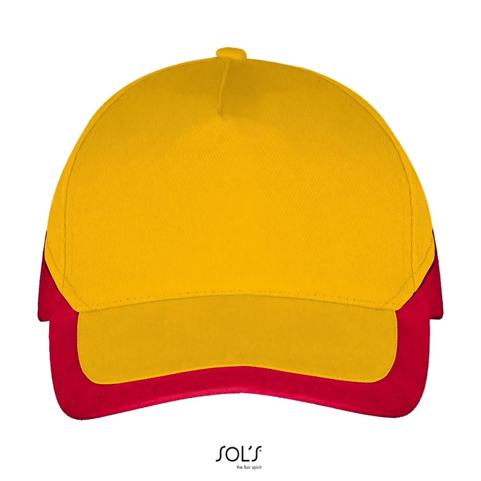 Gorra 5 Paneles Contrastada SOL'S BOOSTER Amarillo / Rojo