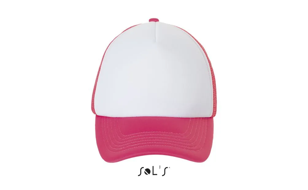 Gorra De Malla De 5 Paneles SOL'S BUBBLE Blanco / Neón coral