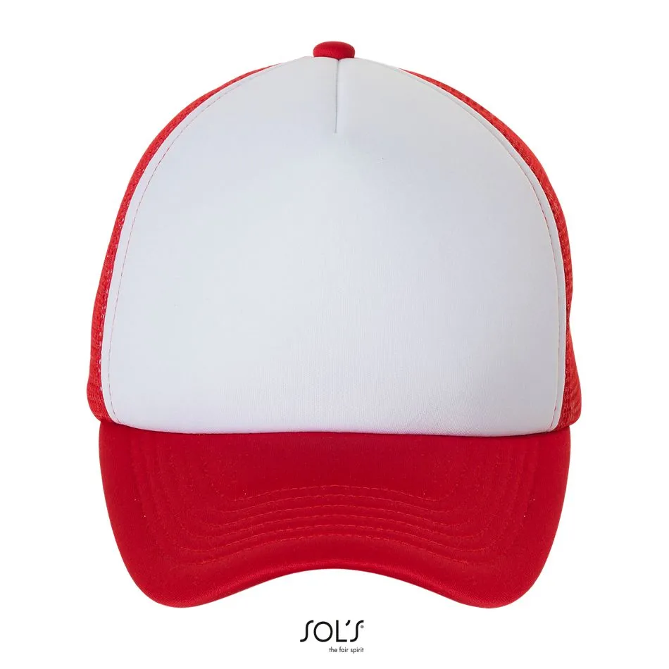 Gorra De Malla De 5 Paneles SOL'S BUBBLE BLANCO / ROJO