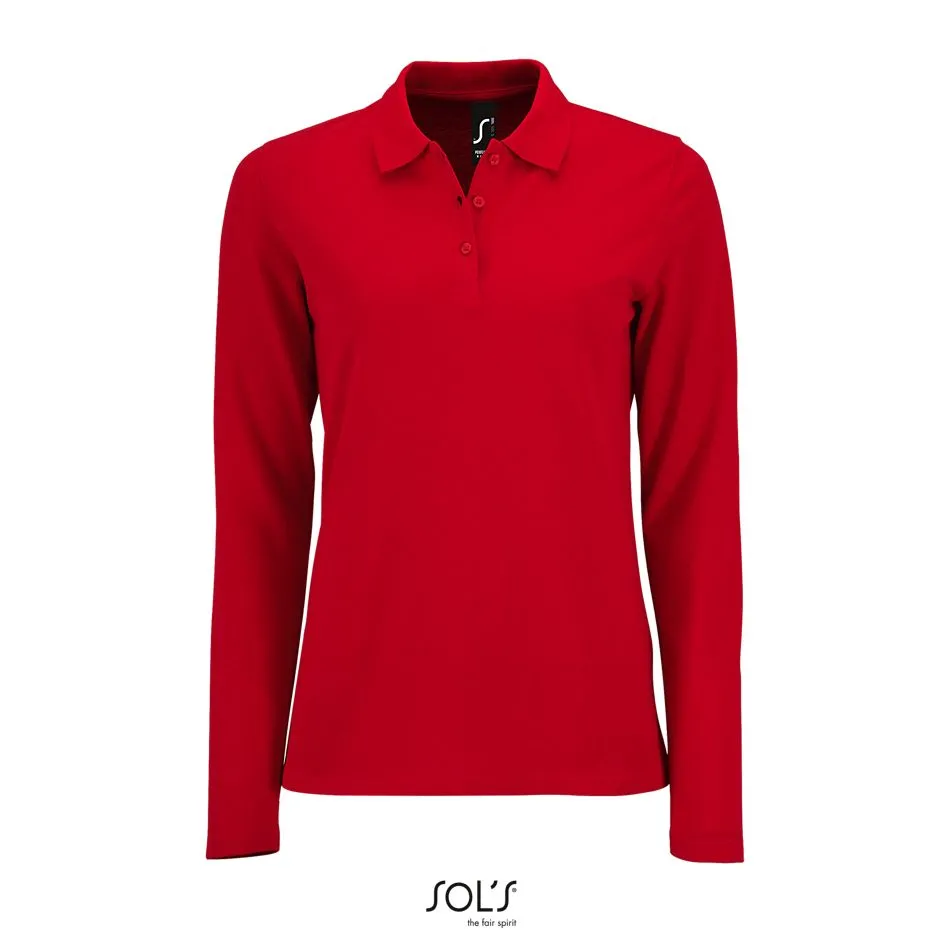 Polo Piqué De Manga Larga Para Mujer SOL'S PERFECT LSLS WOMEN ROJO